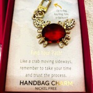true-to-form handbag charm with a large, faceted crab NWT